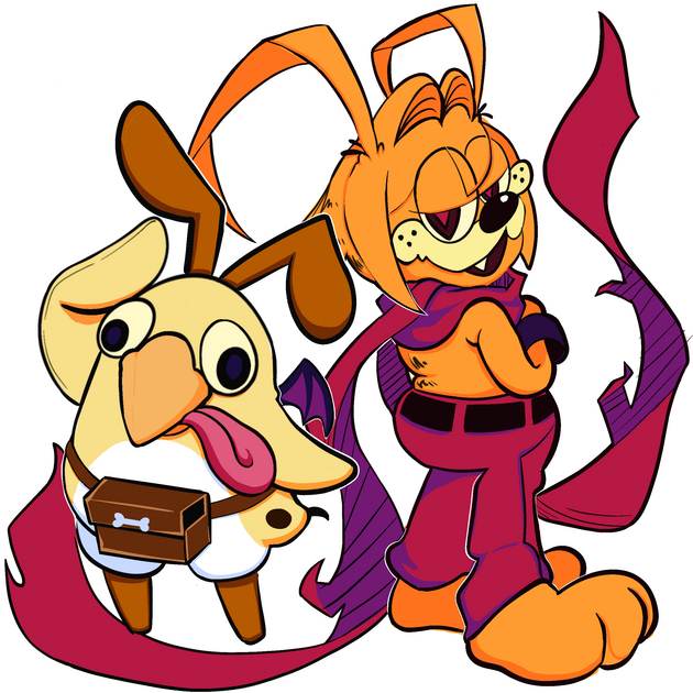 Garfield and Odie drawing as Laharl and a Prinny from Disgaea